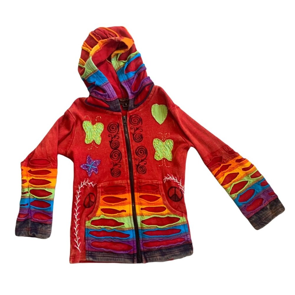 Rising International Colorful Embroidered Art To Wear Hooded Sweatshirt 6